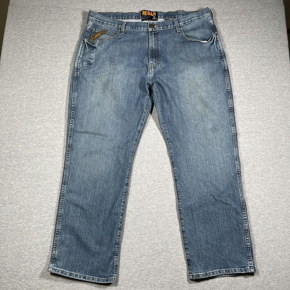 Ariat M4 Jeans Mens 42x32 Blue Medium Wash Rebar Low Rise Boot Relaxed